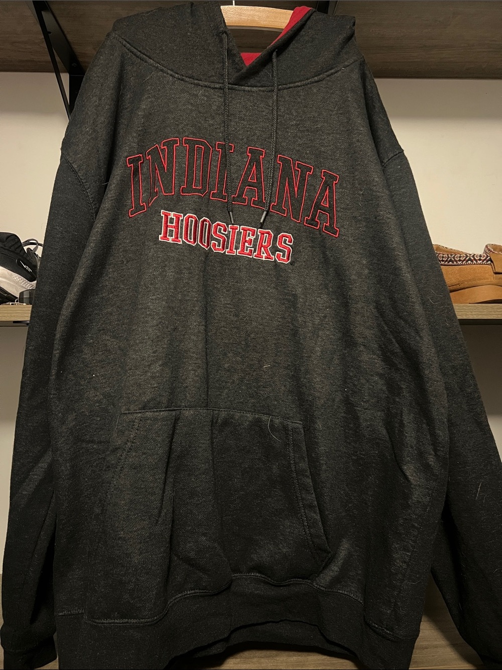 Colosseum Black Hoodie with Red Indiana Hoosiers Lettering